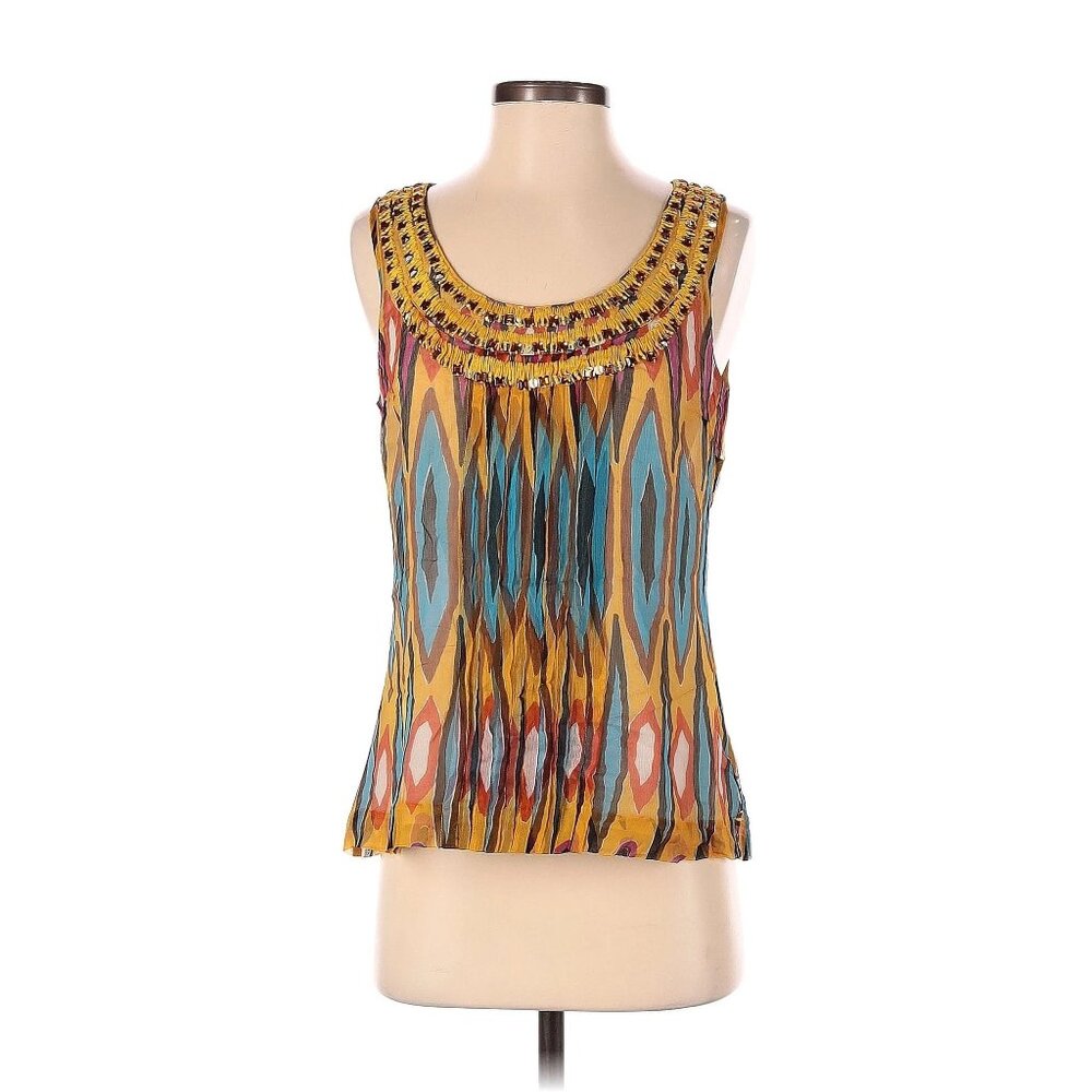 Tory Burch Womens Multicolor Silk Sleeveless Back Zip Blouse -- Size 4